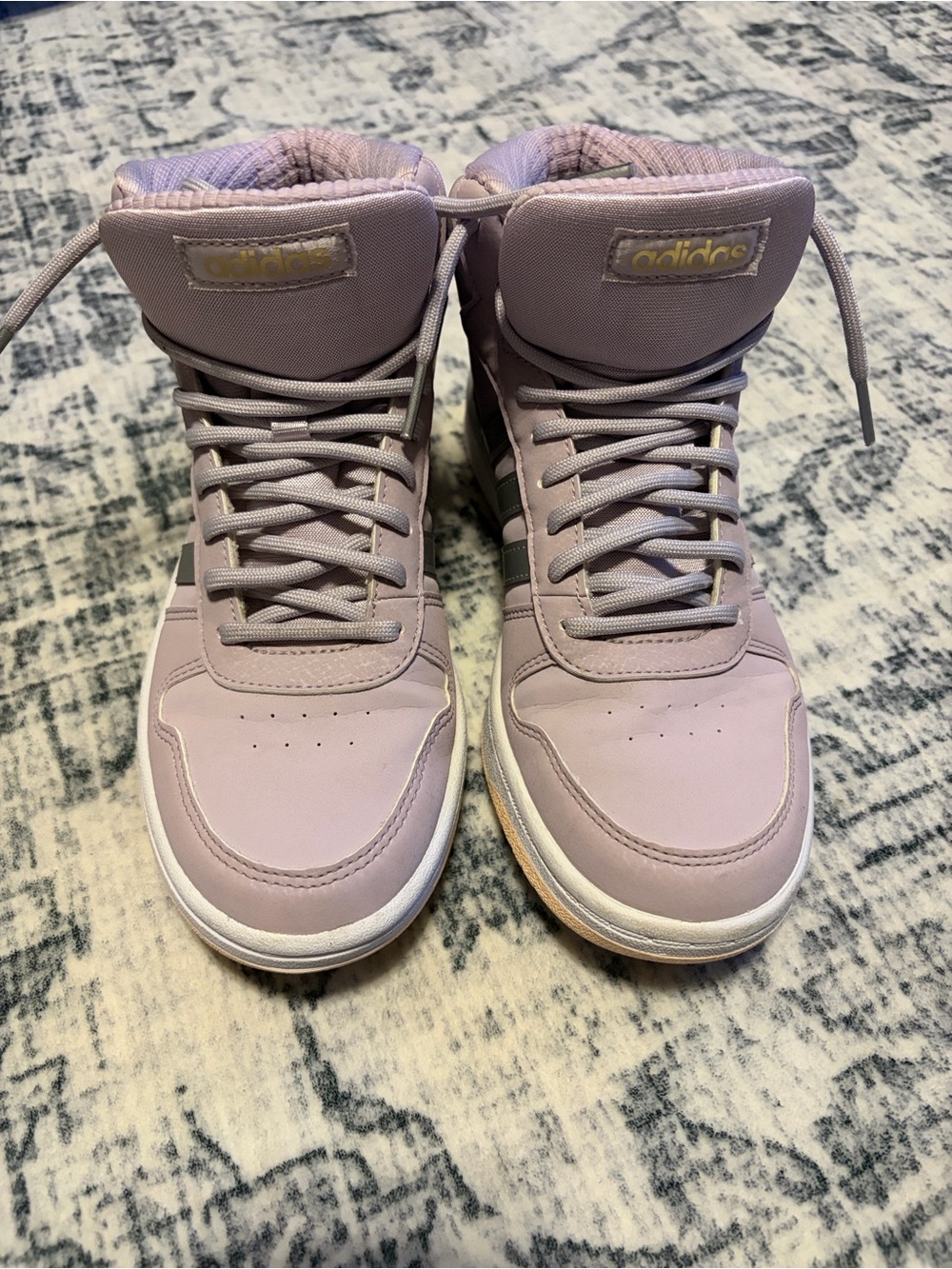Adidas Hoops 2.0 Mid EE9601 Sneakers Size 5.5 Hi Tops Purple Silver